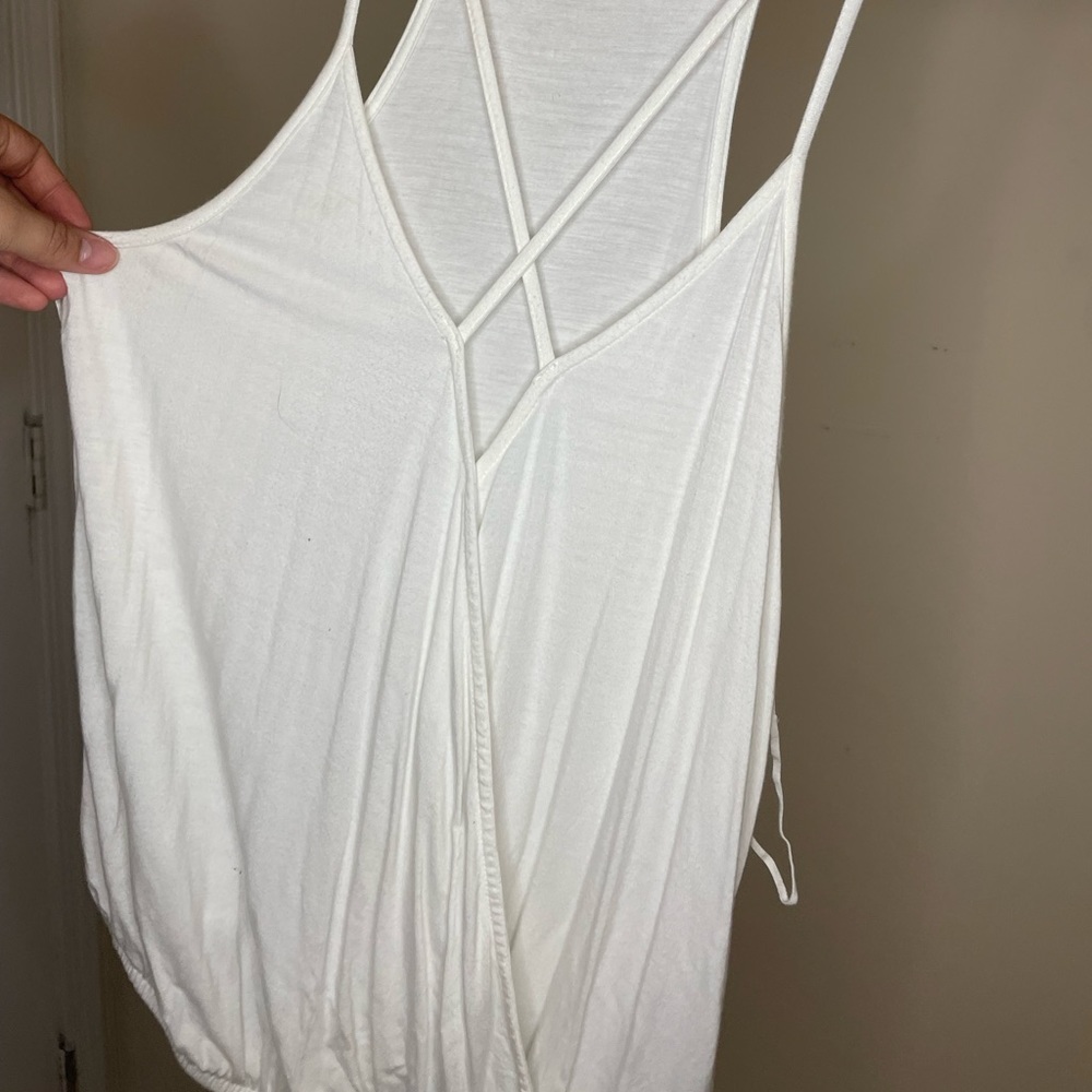 White tank top with a criss-cross front